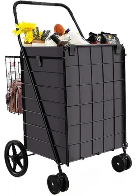Obrázek produktu pro Skládací nákupní vozík UB21158ELFR, objem 120 l, nosnost 40 kg, černý