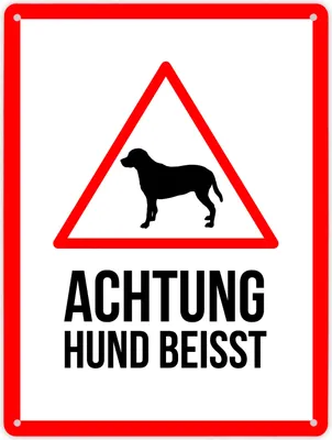 Produktbild von Metallschild XL mit Spruch: Achtung Hund beisst Schild Blechschild