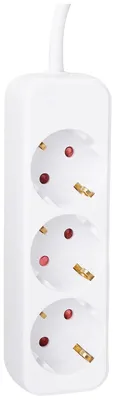 Immagine prodotto di Ciabatta multipresa - 3 prese - Cavo 3 metri - Bianco - IP20