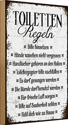 Produktbild von Holzschild Spruch 20x30cm Toiletten Regel bitte hinsetzen