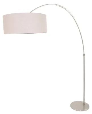 Productafbeelding van Booglamp Gramineus 50 RVS met leerbruine kap