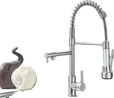 Obrázek produktu pro Dřezová kuchyňská baterie, vytahovací výtoková trubice, teplá a studená voda, kartáčovaný nikl