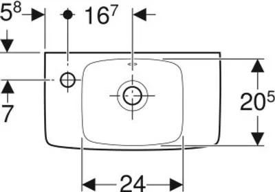 Produktbild von Geberit Renova Compact Handwaschbecken verkürzte Ausladung, 450x250mm, mit Ablagefläche rechts, 501.731.01.1