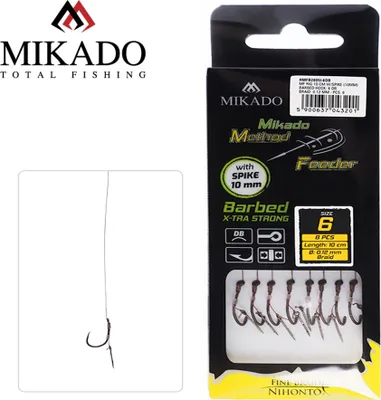 Produktbild von 8x MIKADO METHOD FEEDER X-STRONG Haken Rig mit Spike/Nadel Feederhaken geflochtener Schnur #8 / Ø0,12mm / 10cm