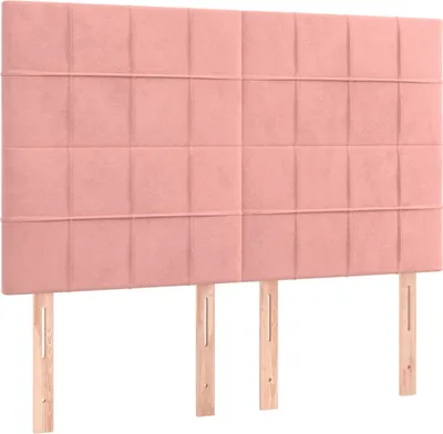 Image de Tête de lit Rose 144x5x118/128 cm Velours