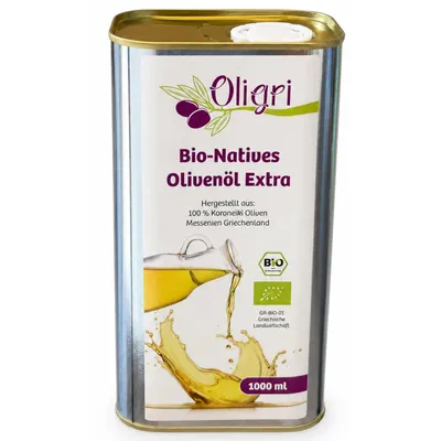Produktbild von Oligri Bio Olivenöl Nativ Extra 1 Liter – Koroneiki aus Griechenland