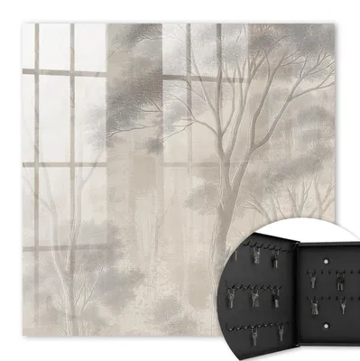 Produktbild von Metall Schlüsselkasten 30 x 30 cm - schwarzer Schlüsselschrank zur Wandmontage - wandhängende Schlüsselbox mit Tür - nach links öffnend - Schlüsselaufbewahrung für Flur - Büro - Arbeitszimmer - Werkstatt - Garage - ätherische Wald
