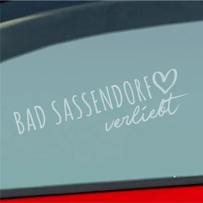 Produktbild von Auto Aufkleber Bad Sassendorf verliebt Herz Gemeinde Liebe Car 19x5 cm Milchglas Sticker Heckscheibenaufkleber