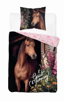 Obrázek produktu pro Bavlněné dětské povlečení 140x200 pro děti hnědý kůň