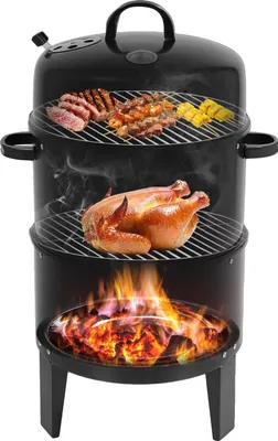 Obrázok produktu pre Kúriaci gril, 40 cm, dvojvrstvový, odnímateľný, s nastaviteľnou klapkou a integrovaným teplomerom