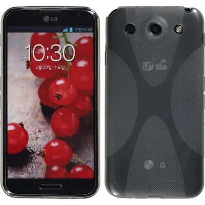 Produktbild von PhoneNatic Case kompatibel mit LG Optimus G Pro - grau Silikon Hülle X-Style + 2 Schutzfolien