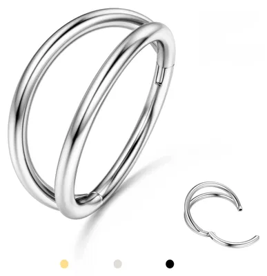 Produktbild von Edelstahl Nasenpiercing Ring - Doppeltes Design 16G - Nasenschmuck - 12 mm