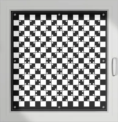 Produktbild von Wallario Lichtschutzbild, Dekorativer Sichtschutz Sonnenschutz 96 x 100 cm mit Motiv: Optische Täuschung - Illusion - schwarz weiß - Verdunklung ohne Bohren