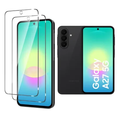 Produktbild von CLM-Tech 2er Set Schutzfolie kompatibel mit Samsung Galaxy A27 5G - Panzerfolie Panzerglas Crystal Clear - Displayschutz 9H Glas - Folie kristallklar 2X Stück