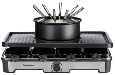 Produktbild von SILVERCREST Fondue Raclette Premium Grill Kombi 1400W 8 Personen SRGF 1400 A3