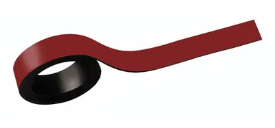 Image de MAUL Bande magnétique 1 m Ruban métallique 2 pièces magnétique revêtement plastique inscriptible 1 m x 1,5 cm x 1 mm rouge