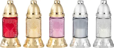 Produktbild von Grabkerze Grave, Glas, Dekor, Farbmix, 16 h, 50 g, 22 cm, für das Grab - Set mit 15 Stück