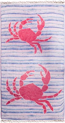 Produktbild von Anemoss Türkisches Pestemal 100x180 cm – Krebs-Muster, 100% Baumwolle, ohne Mikrofaser/Polyester, weich & schnelltrocknend, Strand/Pool/Bad