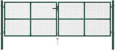 Produktbild von vidaXL Maschen-Gartentor aus Stahl 400 x 125 cm Grün