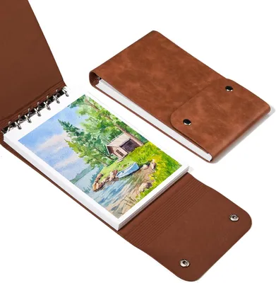 Productafbeelding van Aquarel Schetsboek, 300gsm/140lb, 100% Katoen, Koudgeperst, Zuurvrij, Ringband Aquarelblok voor Professionals, Studenten en Volwassenen, 20 Vellen