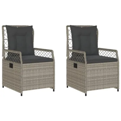 Produktbild von Gartensessel 2 Stk. Verstellbar Hellgrau Poly Rattan