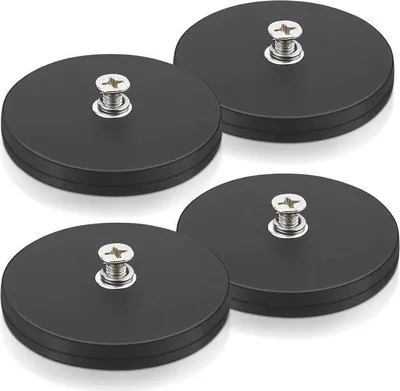 Produktbild von Famanu Neodymium Magnet mit Gummibeschichtung - 30 kg Haltekraft, Ø 66 mm, M6 Innengewinde