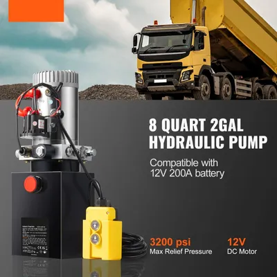 Imagen del producto de Bomba hidráulica de 12V - Bomba de aceite con motor de 1,6 kW - Bomba de elevación para volquetes - Máxima presión: 3200 PSI