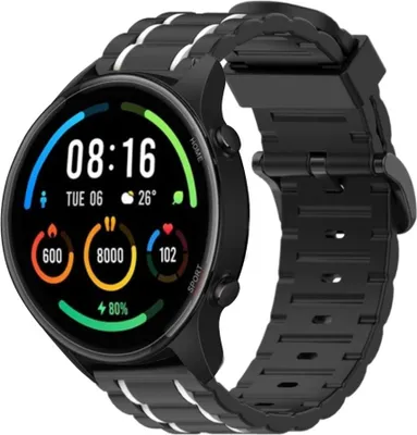 Produktbild von Strap-it Xiaomi Mi Watch Sportschnallenarmband (Schwarz/Weiß)