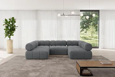 Produktbild von ALTDECOR Modulares Sofa Ecksofa in U-Form - Garvo-U1 - 285x190x70 cm Dunkelgrau Corner modular Sofa Eckcouch Couch Wohnlandschaft Cauchsofa Polstersofa