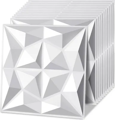 Immagine prodotto di Hebitod 12 pezzi Pannelli 3D Pannelli da parete in cloruro di polivinile PVC - Pannelli per pareti e soffitti - 50x50 cm (0,25 m²) - Leggeri, flessibili e facili da installare - Bianco