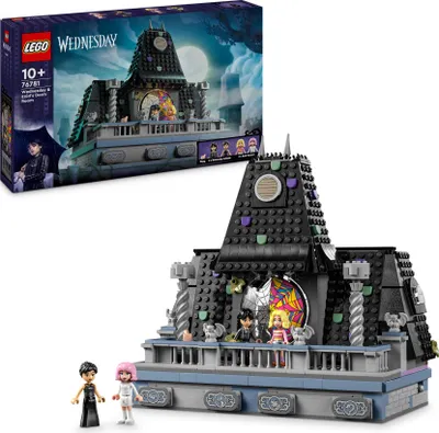 Produktbild von LEGO Wednesday: Wednesdays und Enids Zimmer im Studentenwohnheim, Nevermore Academy zum Sammeln und Umgestalten, Sammlerstück mit 4 Spielfiguren, Spielzeug für Mädchen, Jungen und Fans 76781