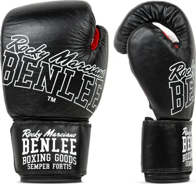 Zdjęcie produktu dla Skórzane rękawice bokserskie ROCKLAND Black/White 10 oz BENLEE
