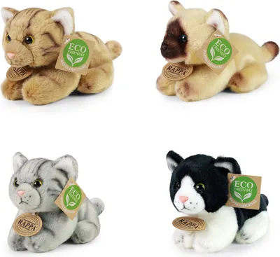 Obrázok produktu pre Plyšová ležiaca mačka so zvukom 15 cm ECO-FRIENDLY