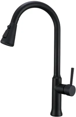Image de Douchette de cuisine noire - 3 types de jets - douchette extractible - acier inoxydable