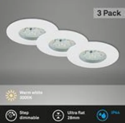 Produktbild von LED Einbauleuchte 3er Set ultraflach dimmbar 6,5W IP44 Weiß Ø7,5cm Briloner