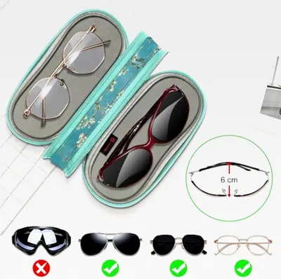 Produktbild von Weiches Brillenetui für Sonnenbrillen und Brillen - Große Brillentasche mit Reißverschluss und Karabiner zum Anhängen