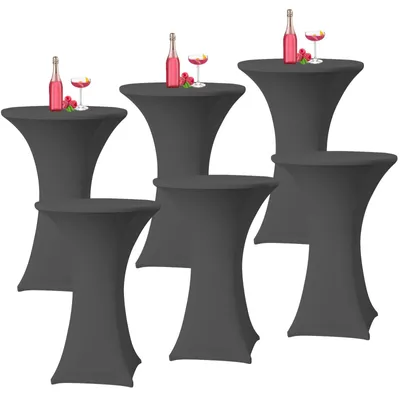 Image de Ensemble de 6 nappes en Élasthanne gris pour tables de bistrot
