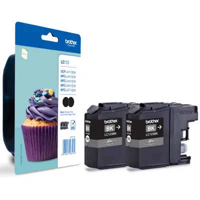 Image de Brother LC123BKBP2DR Cartouche d'encre noire originale Brother pack de deux blisters (LC-123BKBP2DR)