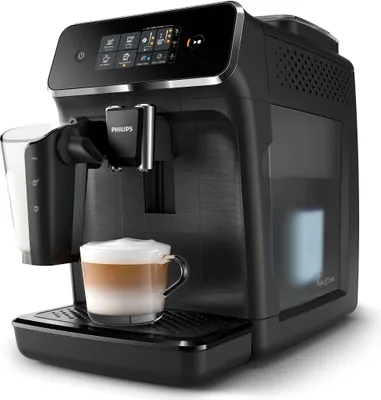 Produktbild von Philips Kaffeevollautomat 2200 Series, 3 Kaffeespezialitäten, LatteGo Milchsystem, Touchdisplay, Schwarz (EP2230/10)
