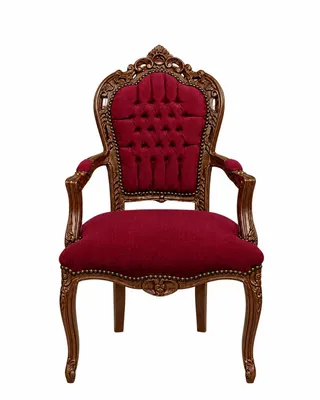 Produktbild von Barockstuhl Barock Stuhl Armlehne Rot Braun Stoff Esszimmer Wohnzimmer Büro Flur Schminkstuhl Klassisch Premium Luxus Modern Retro Royal Antik Möbel