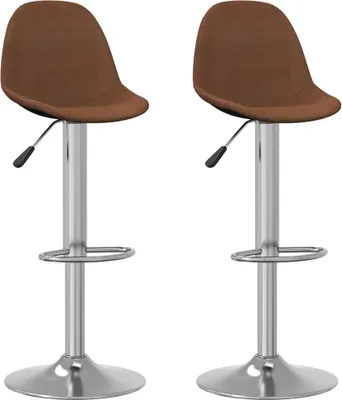 Produktbild von 2er Set Barhocker Stoff Braun, drehbar, höhenverstellbar, mit Fußstütze, 41x45x(90-112)cm
