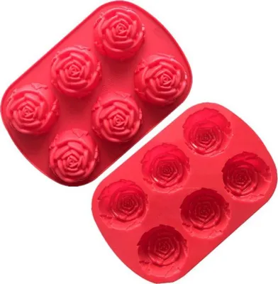 Produktbild von CHPN – Backform – Schokoladenform – Form – Silikonform – Rosen – 6 Rosen – 3D-Backform – Backen – Schokolade – Kuchenform – Schokoladenform – Bonbons – Kochen – Küchenzubehör – Geschenk – Pralinen – 26/18 cm – 7 cm Rosen