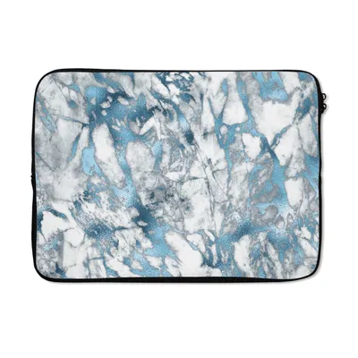 Produktbild von MuchoWow® Laptop Hülle 13 Zoll Marmor - Luxus - Silber - Blau Laptoptasche - Laptophülle - Sleeve - Rundumschutz
