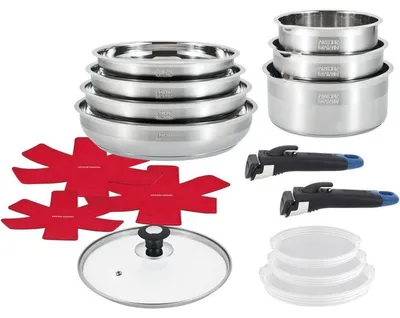 Produktbild von ARTHUR MARTIN AM3237 Edelstahl Induktion Kochgeschirr-Set 16-teilig 18/10 inkl. Deckel