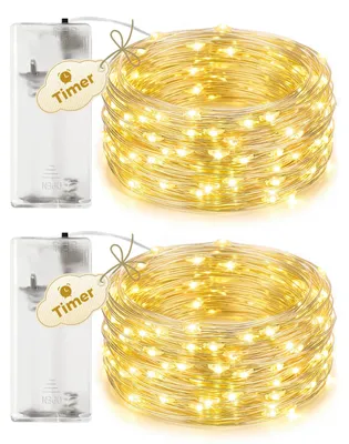 Lichterkette, 2 Stück, 2 m, 20 LEDs, warmweiß, Timer