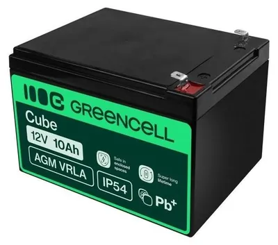 Obrázek produktu pro Green Cell AGM48, Olověná (VRLA), 12 V, 10 Ah, 1 kusů, Černá, 2,6 kg
