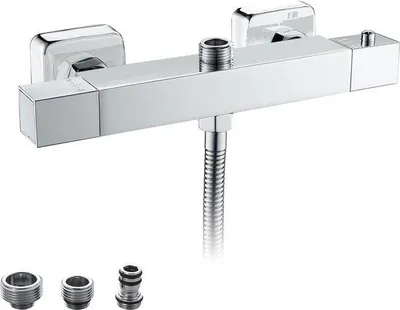 Produktbild von Famanu Duschthermostat mit 2 Auslässen - Sicherheitsknopf 38 °C, Messing-Mischventil
