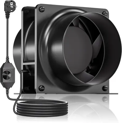 Obrázek produktu pro Ventilátor s regulací otáček – odsávací ventilátor – pro odvod vzduchu – plynulá regulace rychlosti – 100 mm – černý