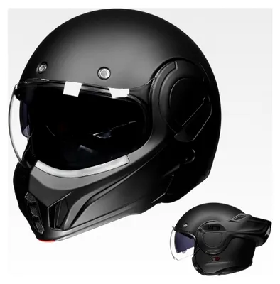 Produktbild von Klapphelm Motorradhelm Integralhelm für Herren und Damen ATV UTV mit 180° umkehrbarem Kinnschutz, Schwarz Matt, Größe S