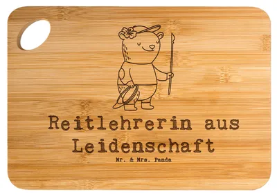 Produktbild von Mr. & Mrs. Panda Frühstücksbrettchen Reitlehrerin Leidenschaft - Transparent - Geschenk, Brett, Holzbrett, Frühstücksbrett, brotbrett, Schneidebrett